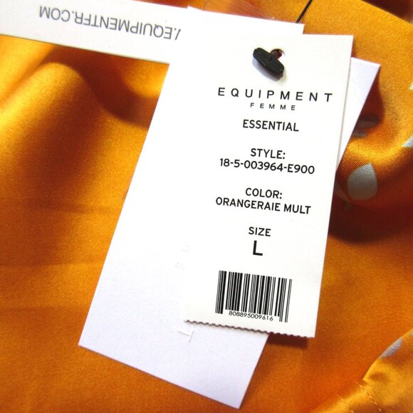 NWT Equipment Essential in Orangeraie Floral Satin Silk Button Down Shirt L $280 - Picture 4 of 8